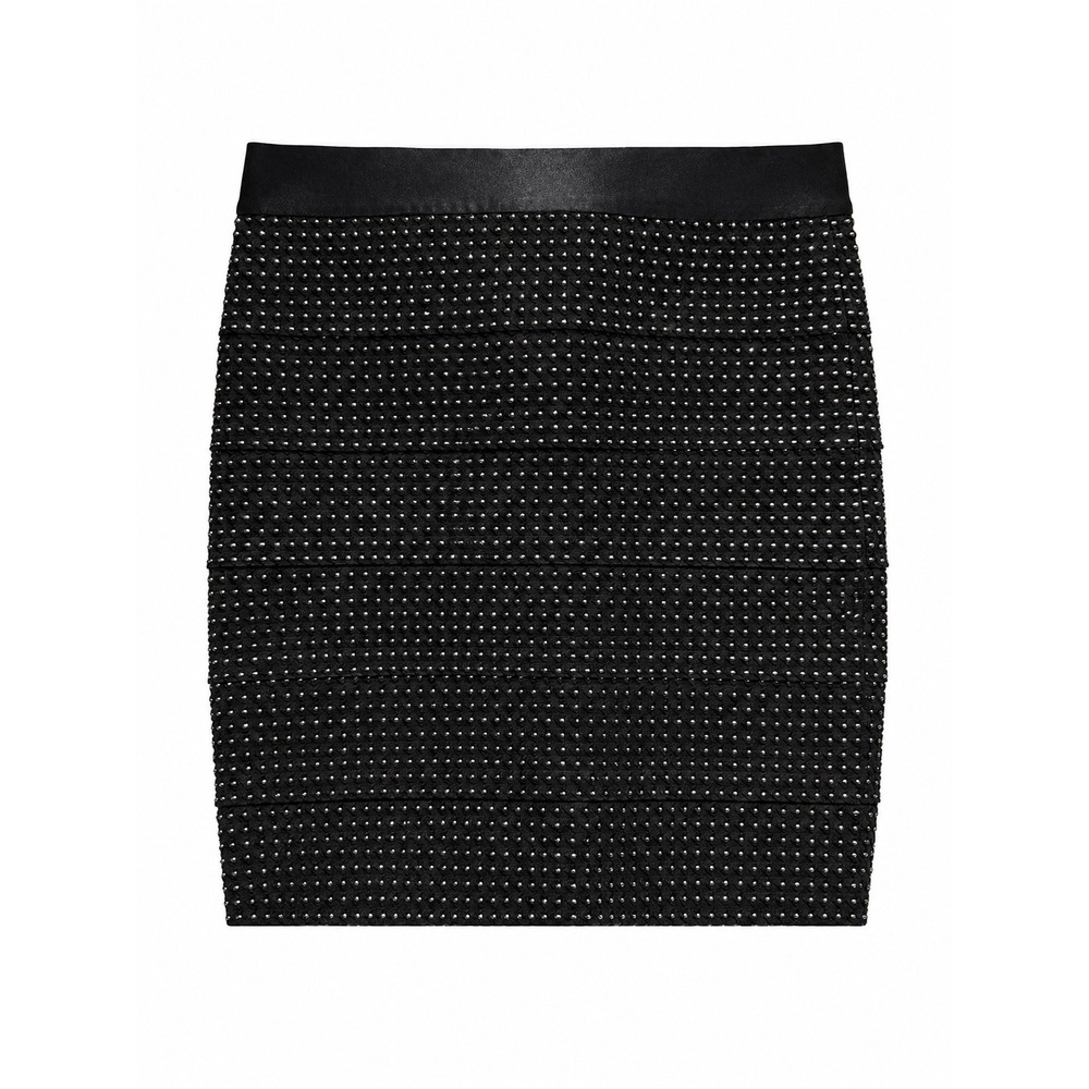 H&M Black Studded Bandage Mini Skirt Exposed Back Zipper Edgy Night Out Y2K Glam